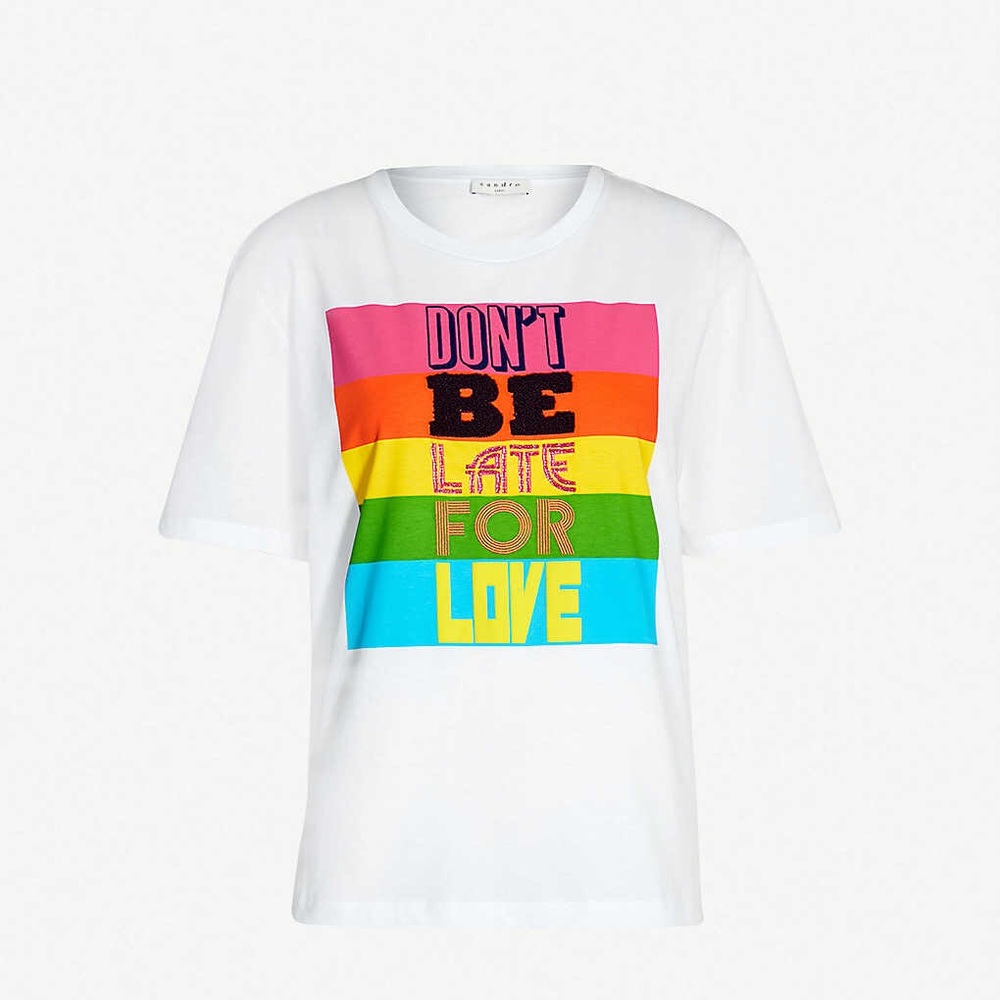 Sandro graphic slogan-print cotton jersey T-shirt